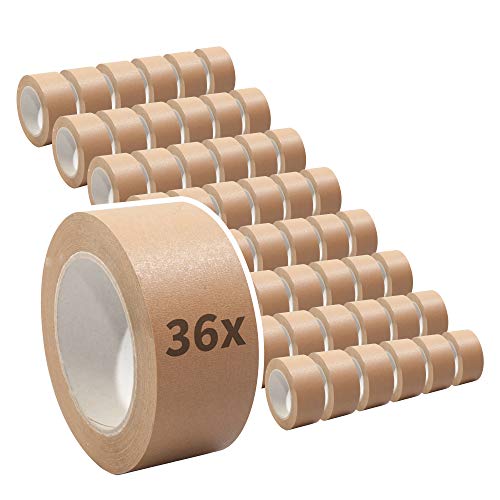 selmundo Papierklebeband | Papierpackband | Papierband | Papier Klebeband | Ökologisch & nachhaltig, 50mm x 50m, braun, Menge:36 von selmundo