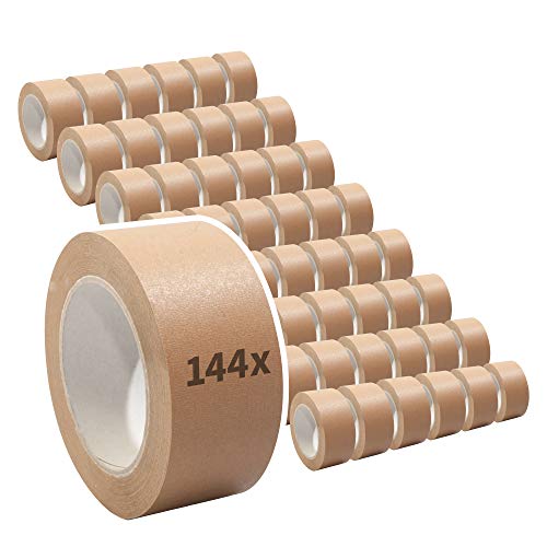 selmundo Papierklebeband | Papierpackband | Papierband | Papier Klebeband | Ökologisch & nachhaltig, 50mm x 50m, braun, Menge:144 von selmundo