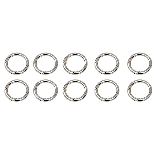 seluluory 10 X Federhaken Zinklegierung Runder Karabiner Feder O Ringe Clip Haken Binder Für Schlüsselanhänger Geldbörse Schultergurt Vorhang Federring Verschluss Edelstahl Silberner Federring von seluluory