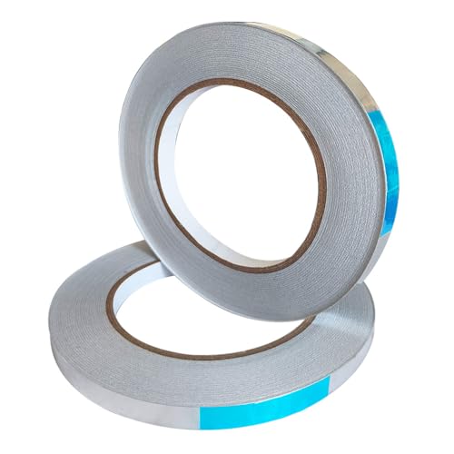 senvenelec 2 Pcs 10mm x 50m Aluband Selbstklebend Alu-Klebeband, Hitzebeständiges Alu Klebeband, Geeignet zum Schützen, Abdecken, Dekoration, Isolieren und Reparieren. von senvenelec