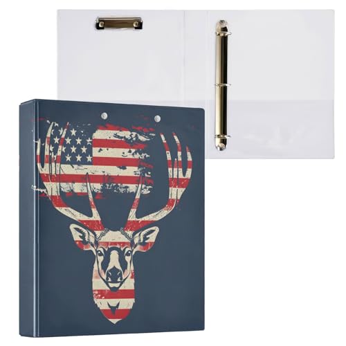 Aktenordner mit 3 Ringen, Motiv: Hirsch, amerikanische Flagge, hält 200 Blatt, Aktenaufbewahrung für Damen, Herren, Schule, Bürobedarf Aktenordner mit 3 Ringen, Motiv: Hirsch, amerikanische Flagge, hält 200 Blatt, Aktenaufbewahrung für Damen, Herren, Schule, Bürobedarf von senya