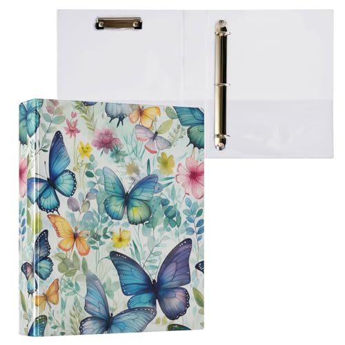 Aktenordner mit 3 Ringen, Schmetterlings-Blumenmuster, für 200 Blatt, Aktenaufbewahrung für Damen, Herren, Schule, Bürobedarf Aktenordner mit 3 Ringen, Schmetterlings-Blumenmuster, für 200 Blatt, Aktenaufbewahrung für Damen, Herren, Schule, Bürobedarf von senya