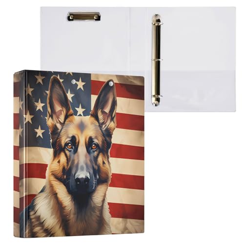 Aktenordner mit 3 Ringen, amerikanische Flagge, Deutscher Schäferhund, hält 200 Blatt, Aktenaufbewahrung für Damen, Herren, Schule, Bürobedarf Aktenordner mit 3 Ringen, amerikanische Flagge, Deutscher Schäferhund, hält 200 Blatt, Aktenaufbewahrung für Damen, Herren, Schule, Bürobedarf von senya