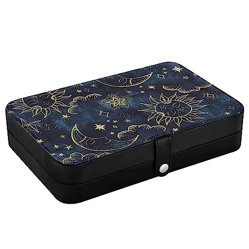 senya Vintage-Schmuckschatulle aus Leder, Sonne, Mond, Boho, Kosmos, Astrologie, für Halsketten, Ringe, Ohrringe, Organizer für Damen, Reise-Schmuck-Organizer senya Vintage-Schmuckschatulle aus Leder, Sonne, Mond, Boho, Kosmos, Astrologie, für Halsketten, Ringe, Ohrringe, Organizer für Damen, Reise-Schmuck-Organizer von senya
