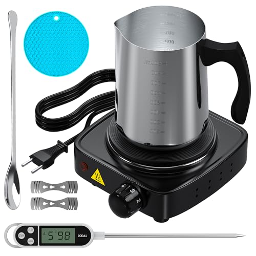 sevkumz Premium-Kerzenherstellungsset mit elektronischer Heizplatte - DIY-Starter-Zubehör für Anfänger - enthält 900ml Gießkanne, Rührlöffel, Dochthalter und Thermometer sevkumz Premium-Kerzenherstellungsset mit elektronischer Heizplatte - DIY-Starter-Zubehör für Anfänger - enthält 900ml Gießkanne, Rührlöffel, Dochthalter und Thermometer von sevkumz