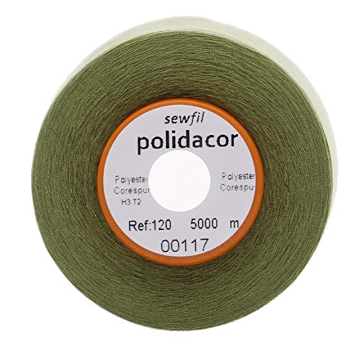 Sewfil Polidacor 0117 Kerngesponnenes Garn, 120 % Polyester/Polyester, 5000 m, Olivgrün von sewfil