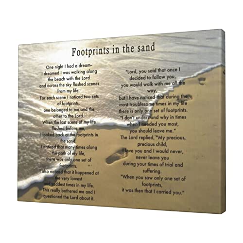 shangtiezao Fußabdrücke im Sand Malerei Gedicht Poster Klassisch gerahmte Leinwand-Wandkunst für Zuhause, Schlafzimmer, Büro, Wohnzimmer, Dekoration, 30,5 x 40,6 cm. shangtiezao Fußabdrücke im Sand Malerei Gedicht Poster Klassisch gerahmte Leinwand-Wandkunst für Zuhause, Schlafzimmer, Büro, Wohnzimmer, Dekoration, 30,5 x 40,6 cm. von shangtiezao