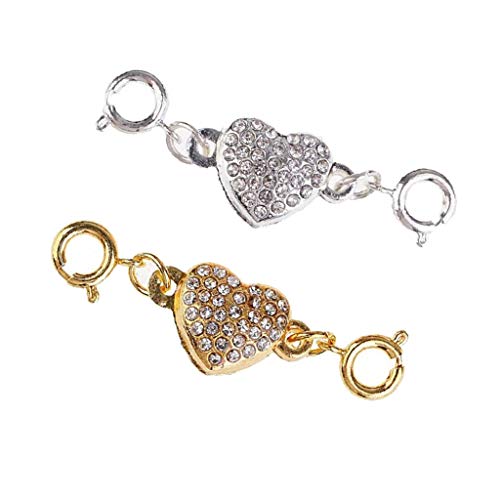 sharprepublic 2 Sätze Herz Hummer Schmuck Magnetverschlüsse Kettenverschluss Magnet Verschluss mit Strass Deko für Schmuckherstellung - Gold + Silber sharprepublic 2 Sätze Herz Hummer Schmuck Magnetverschlüsse Kettenverschluss Magnet Verschluss mit Strass Deko für Schmuckherstellung - Gold + Silber von sharprepublic
