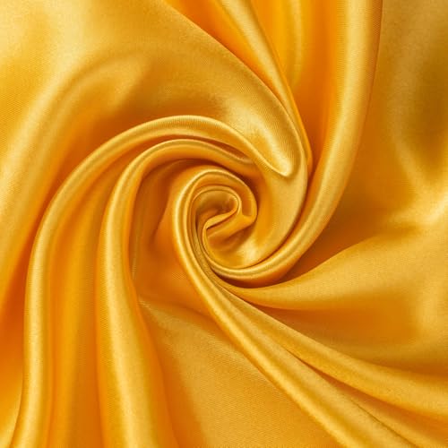 Vorgeschnittener Satin-Stoff (2 Yard x 145 cm) – seidiger, glänzender weicher Charmeuse-Satin – Stoffstoff pro Yard – Goldfaric für Kleid, Kleidung, Hochzeitsdekorationen, Nähen, Tischdecke, DIY von sheelokhwui