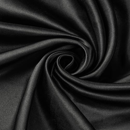 Vorgeschnittener Satin-Stoff (4,5 m x 145 cm) – seidig, glänzend, weicher Charmeuse-Satin – Stoffstoff pro Yard – schwarzer Faric für Kleid, Kleidung, Hochzeitsdekorationen, Nähen, Tischdecke, DIY von sheelokhwui