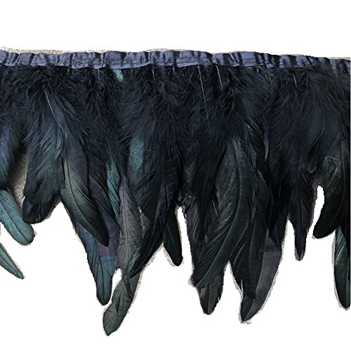 Shekyeon 2yards Rooster Feather Fringe Trim for Costume decoration (Black) by Shekyeon von shekyeon