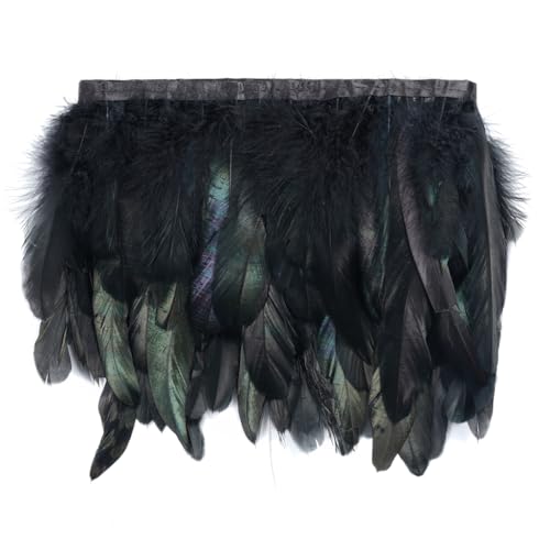 Shekyeon 2yards Rooster Feather Fringe Trim for Costume decoration (Black) by Shekyeon von shekyeon