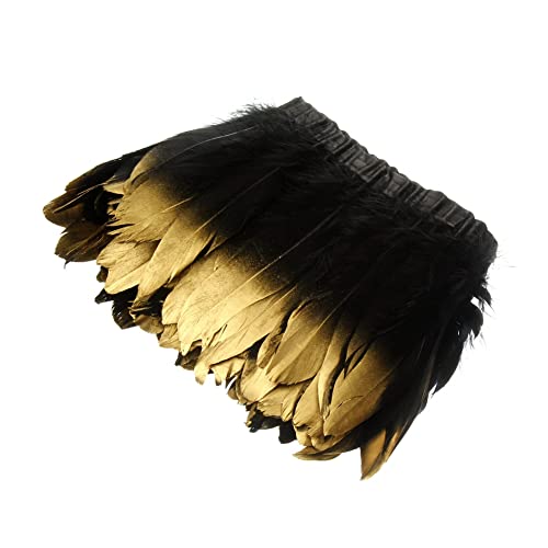 Shekyeon Ente Gänse Feder Trim Fransen Nähhandwerk 2 Yards(Schwarz&Gold) von shekyeon