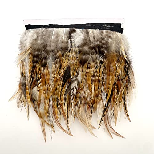 Shekyeon Hackel-Federn-Fransen-Borte,Hahnenfedern, Kleid-Dekoration,Packung mit 2 yards(Natur 1) von shekyeon