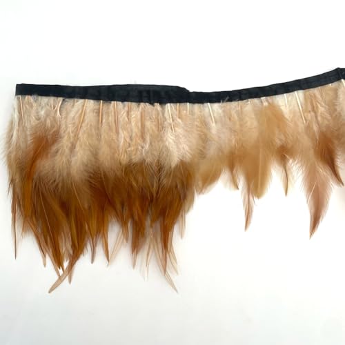 Shekyeon Hackel-Federn-Fransen-Borte,Hahnenfedern, Kleid-Dekoration,Packung mit 2 Yards(Natur 4) von shekyeon