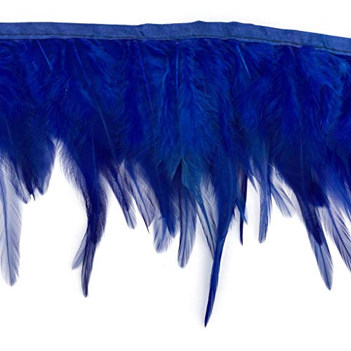 Shekyeon Hackel-Federn-Fransen-Borte,Hahnenfedern, Kleid-Dekoration,Packung mit 2 yards(Königsblau) von shekyeon