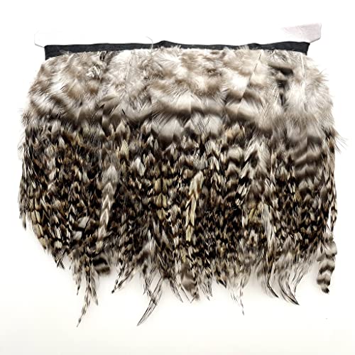 Shekyeon Hackel-Federn-Fransen-Borte,Hahnenfedern, Kleid-Dekoration,Packung mit 2 yards(Natur 2) von shekyeon