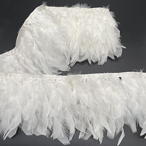 Shekyeon Truthahnfedern Fransenbesatz Trim für Partykleidung DIY Nähen Handwerk Dekoration 2 Yards (weiß) von shekyeon