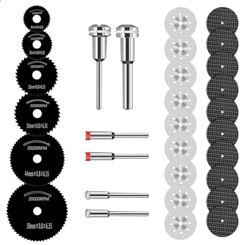 32-teiliges Kreissägeblatt-Set, Schneidräder Drehwerkzeuge, HSS-Trennscheibe mit 1/8 Zoll Pleuel geeignet für die Rotationswerkzeuge für Holz, Kunststoff, Stein und Metall von shengbenhao