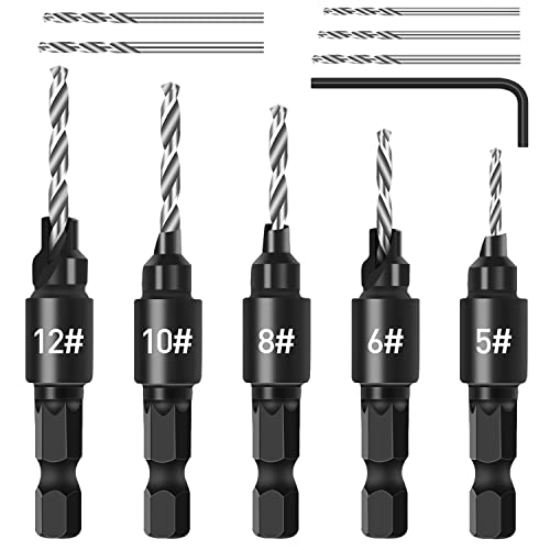 Senker Bohrer Set für Holzbearbeitung, 5 tlg 1/4" Spiralbohrer mit Aufstecksenker, 5tlg HSS-Spiralbohrer mit einem Schraubenschlüssel Senker Bohrer Set für Holzbearbeitung, 5 tlg 1/4" Spiralbohrer mit Aufstecksenker, 5tlg HSS-Spiralbohrer mit einem Schraubenschlüssel von shengbenhao