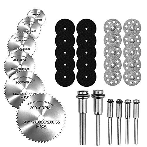 Trennscheiben Set, KREISSÄGEBLATT Schneidräder für Multifunktionsgeräte, Rotationswerkzeuge mit einem 1/8 Schaft für das Schneiden von Holz, Metall von shengbenhao