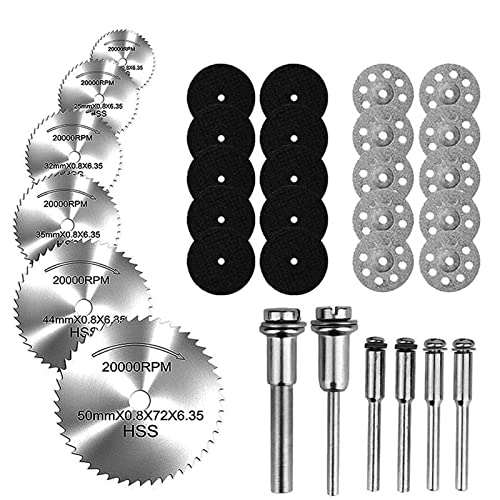 shengbenhao Trennscheiben Set, KREISSÄGEBLATT Schneidräder für Multifunktionsgeräte, Rotationswerkzeuge mit einem 1/8 Schaft für das Schneiden von Holz, Metall von shengbenhao