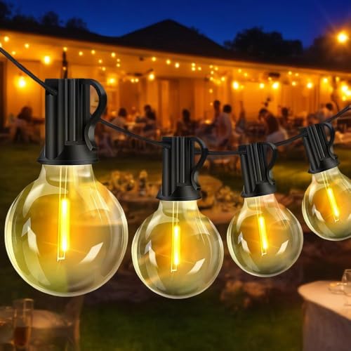 Outdoor LED Lichterkette, 9,5 m wasserdichte G40 LED Globus Lichterkette mit 25+2 bruchsicheren Lichtern für Hinterhof, Veranda, Café, Party, Hochzeit und Garten von SHENKEY