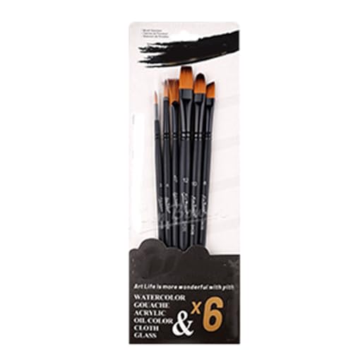 shenruifa 6pcs Acrylpinsel Pinsel Set Weiche Nylon Mehrzweck Professionelle Aquarellbürsten Malerei Pinsel Set für Studenten Künstler (Kopf mischen) von shenruifa