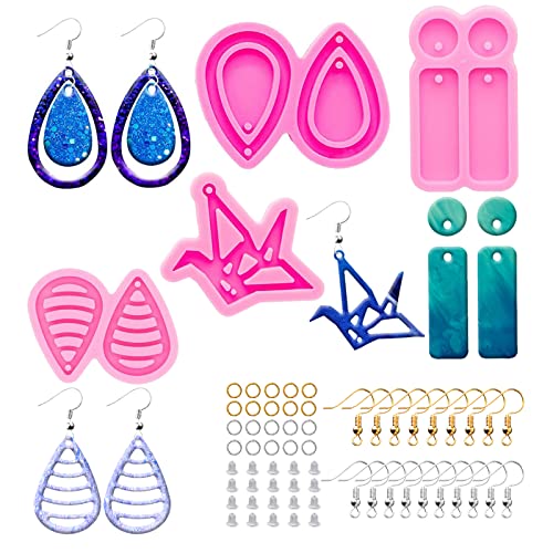 Ohrring-Harz-Form mit 20 Paar Ohrhaken, Gießform, schönes Kunstharz, Schmuckherstellung, DIY, für Handwerksliebhaber und modische Damen-Epoxidharz-Ohrringe und andere Ornamente von shining queen