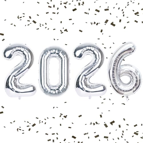 2026 Luftballons mit Band 101.6 cm Silber, Abschlussballons Klasse von 2026, Silber Zahlenballon Große Folie für 2026 Silvester Ballon Weihnachten Geburtstag Abschlussfeier Party Supplies 2026 Luftballons mit Band 101.6 cm Silber, Abschlussballons Klasse von 2026, Silber Zahlenballon Große Folie für 2026 Silvester Ballon Weihnachten Geburtstag Abschlussfeier Party Supplies von shioueoyu