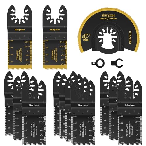 Multitool Sägeblätter 13 tlg, Oszillierwerkzeug Zubehör, Enthalten 3 tlg Titan Sägeblatt, Holz Kunststoff Metall Multifunktionswerkzeug Zubehör für Bosch,Fein,Makita,Milwaukee, Einhel, Dremel Multitool Sägeblätter 13 tlg, Oszillierwerkzeug Zubehör, Enthalten 3 tlg Titan Sägeblatt, Holz Kunststoff Metall Multifunktionswerkzeug Zubehör für Bosch,Fein,Makita,Milwaukee, Einhel, Dremel von shirylzee