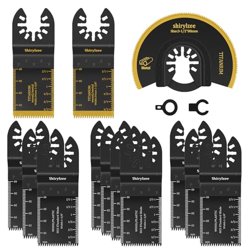 Multitool Sägeblätter 13 tlg, Oszillierwerkzeug Zubehör, Enthalten 3 tlg Titan Sägeblatt, Holz Kunststoff Metall Multifunktionswerkzeug Zubehör für Bosch,Fein,Makita,Milwaukee, Einhel, Dremel von shirylzee