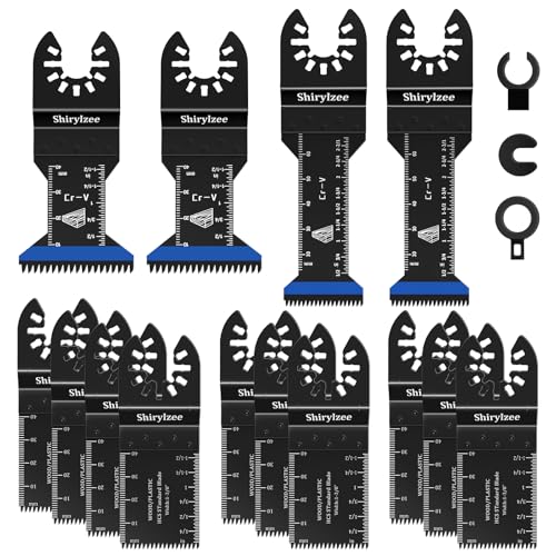 shirylzee Multitool Sägeblätter 14 tlg, Enthalten 4tlg Bogenkante Oszillierende Sägeblatt für Holz Kunststoff Metall, Multifunktionswerkzeug Zubehör für Fein Multimaster Milwaukee Makita Ryobi Dremel shirylzee Multitool Sägeblätter 14 tlg, Enthalten 4tlg Bogenkante Oszillierende Sägeblatt für Holz Kunststoff Metall, Multifunktionswerkzeug Zubehör für Fein Multimaster Milwaukee Makita Ryobi Dremel von shirylzee