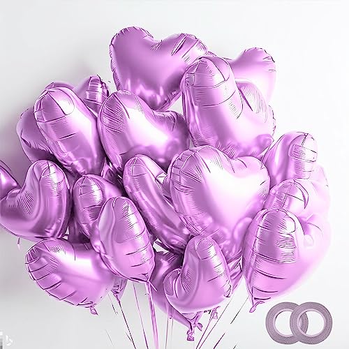 20 Stück 45CM Herzballons,Herz Folienballon, Herzform Heliumballons für Party,Geburtstag,Valentinstag, Hochzeit, Verlobung,Muttertag Dekoration(Perle Lila) von shixpiov