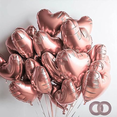 20 Stück 45CM Herzballons,Herz Folienballon, Herzform Heliumballons für Party,Geburtstag,Valentinstag, Hochzeit, Verlobung,Muttertag Dekoration(Roségold) von shixpiov