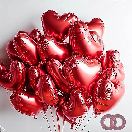 20 Stück 45CM Herzballons,Herz Folienballon, Herzform Heliumballons für Party,Geburtstag,Valentinstag, Hochzeit, Verlobung,Muttertag Dekoration(Rot) von shixpiov