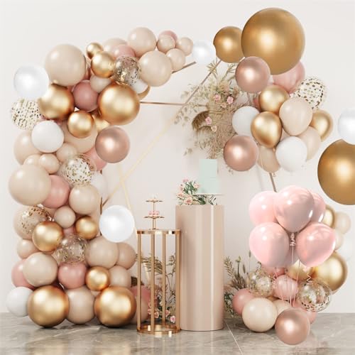 Blush Ballons Garland Arch Kit, 101 pcs Retro Rosa Macaron Orange Gold Weiß Ballons Konfetti Latex Ballons für Mädchen Baby Dusche Garten Tee Party Bachelorette Geburtstag Hochzeit Dekorationen von shixpiov