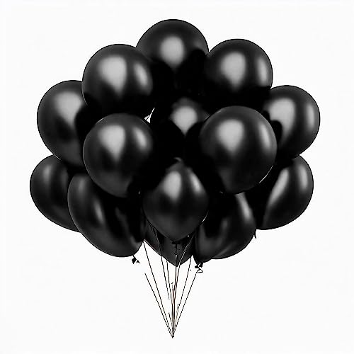 Luftballons Schwarz,100 Stück 12zoll/30cm Metallic Luftballons Geburtstag Für Geburtstag Hochzeit Party Deko von shixpiov