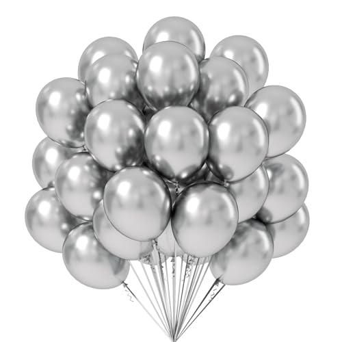 Luftballons Silber,100 Stück 12zoll/30cm Metallic Luftballons Geburtstag Für Geburtstag Hochzeit Party Deko von shixpiov