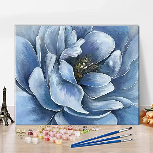 Malen nach Zahlen für Erwachsene und Kinder-Blühende Blumen, Anfänger DIY blaue Blume Muster Ölgemälde auf Leinwand Wanddekoration mit Pinseln Acryl-Pigment für Home Living Room Decor 40x50cm Malen nach Zahlen für Erwachsene und Kinder-Blühende Blumen, Anfänger DIY blaue Blume Muster Ölgemälde auf Leinwand Wanddekoration mit Pinseln Acryl-Pigment für Home Living Room Decor 40x50cm von shixpiov