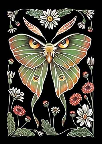 shixpiov Diamond Painting - Luna Moth und Blumen, 5d Diamant Painting Kinder Bilder, DIY Diamond Painting set Full Groß Mosaikherstellung für Kinder, Erwachsene, Home Wand Décor(30x40cm) von shixpiov