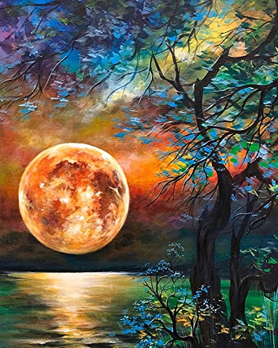 shixpiov Malen Nach Zahlen Erwachsene DIY Handgemalt Ölgemälde Kit für Anfänger und Erwachsene Acrylpigment für Kinder Gemälde kreatives Geschenk Home Haus Deko Ohne Rahmen 40 x 50 cm, Mond von shixpiov