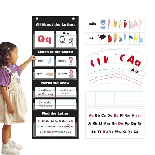 All About Letters Taschendiagramm | Früherziehende Lernaktivitäten | Interaktives Diagramm für Buchstaben | Buchstabenerkennungstabelle für Kinder, wasserdichtes Taschendiagramm für Klassenzimmer von shjxi