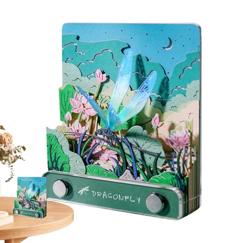 Kalender 2025, Memo Pad Kalender, Libelle Teich Kalender, Papier Notizblock, Art Carving Kalender 2025 Abreißpapier Notizblock mit Notizblock für Tischdekoration von shjxi