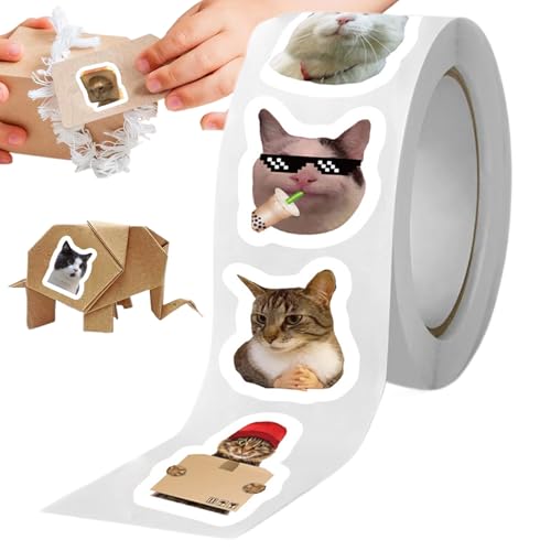 Katzenaufkleber, 500pcs niedliche wasserdichte Aufkleberrolle für Teenager und Erwachsene, lustige Autoabziehbilder mit Klebstoff, Vinyl -Aufkleber -Pack für Laptop -Flaschenarmband -Weihnachts von shjxi