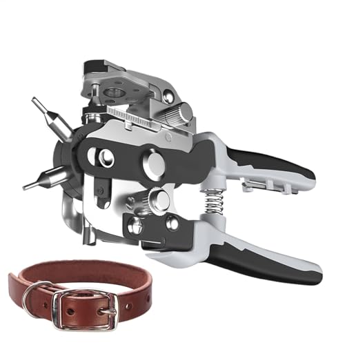 Leather Hole Punch, 360° Rotating Belt Puncher, Sturdy Multi Size Head, Adjustable Handheld Pliers, Comfortable Grip, Crafting for Handmade Studio, Home Use von shjxi