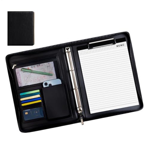 Leder-Padfolio, Reise-Organizer-Tasche für Tablet, Business-Folio-Organizer mit A4-Notizblock, Lebenslauf-Ordner, A4-Dokumentenmappe, Rechtsblock-Padfolio für Männer und Frauen von shjxi