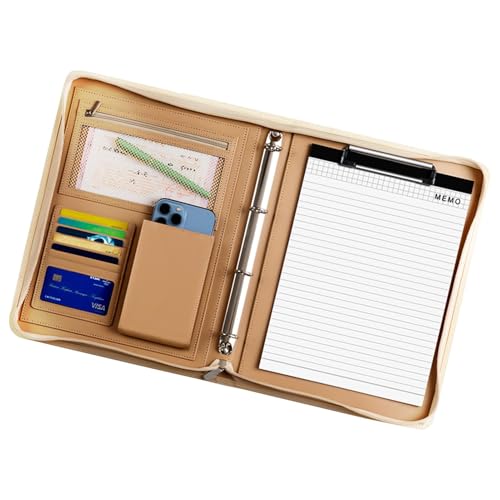 Leder-Padfolio, Reise-Organizer-Tasche für Tablet, Business-Folio-Organizer mit A4-Notizblock, Lebenslauf-Ordner, A4-Dokumentenmappe, Rechtsblock-Padfolio für Männer und Frauen von shjxi