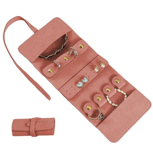 Tragbarer Schmuck-Organizer, Reise-Schmuckkoffer, kompakte Schmuckaufbewahrung, Reisezubehör, Ringhalter, Rolle, Ohrring-Aufbewahrungsbox, Schmuckrolle mit Haken, Schmuckschatulle für Armbänder und Tragbarer Schmuck-Organizer, Reise-Schmuckkoffer, kompakte Schmuckaufbewahrung, Reisezubehör, Ringhalter, Rolle, Ohrring-Aufbewahrungsbox, Schmuckrolle mit Haken, Schmuckschatulle für Armbänder und von shjxi