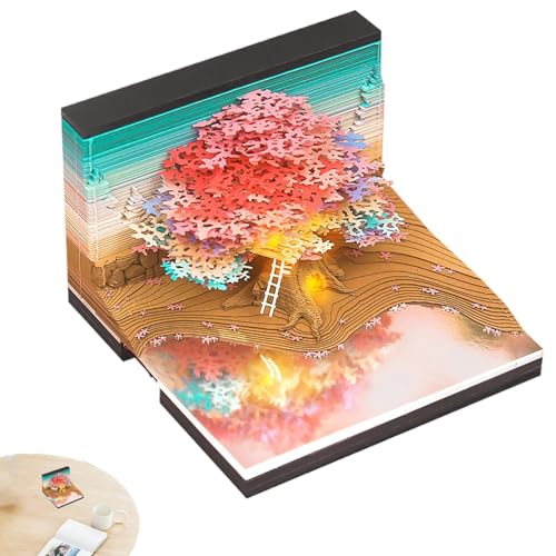Tree House Kalender 2025, Kunstkalender Memo Pad, 2025 Tischkalender, Desktop-Kalender, Einzigartiger Kalender 2025, Papierschnitzerei 2025 Kunstkalender mit Notizblock für Schule und Unternehmen von shjxi
